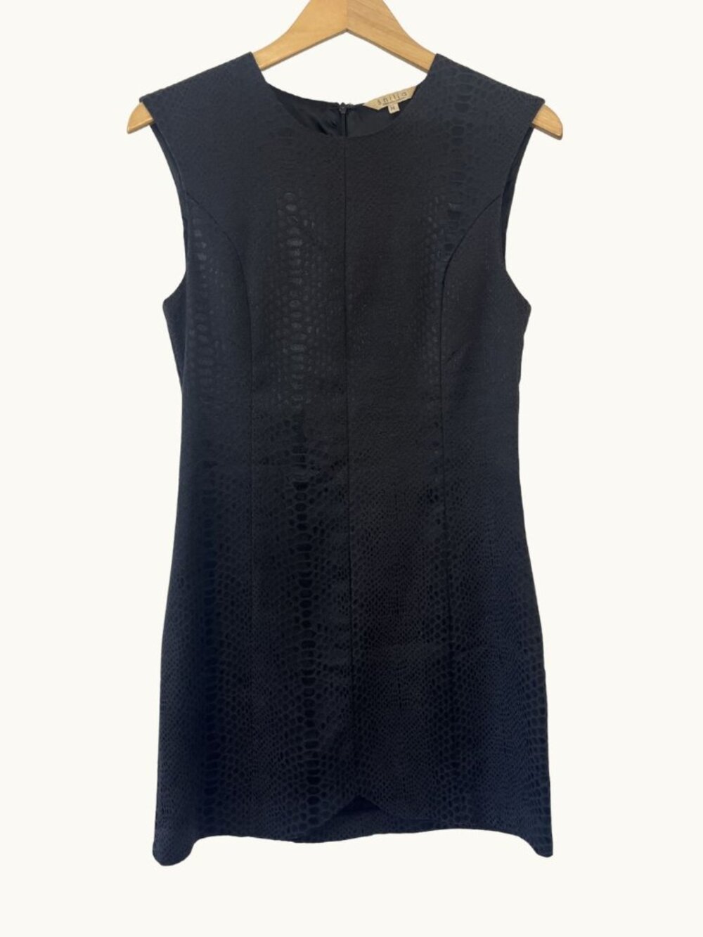 Shilla Black Textured Snake Embossed Mini Dress Size M